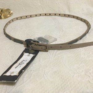 TreVero tan genuine leather studd thin belt